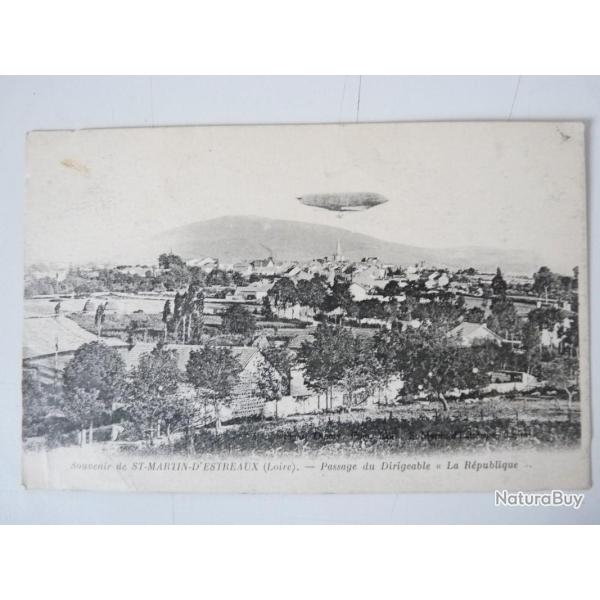 CPA 42 ST-MARTIN-D'ESTREAU - Passage du dirigeable La rpublique.