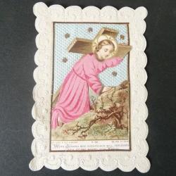 Image religieuse  Calvaire  sur soie religion