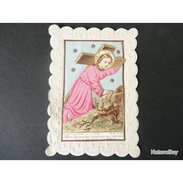 Image religieuse  Calvaire  sur soie religion