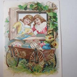 Chromo ajouré chocolat SUCHARD  enfants et chariot   Suisse