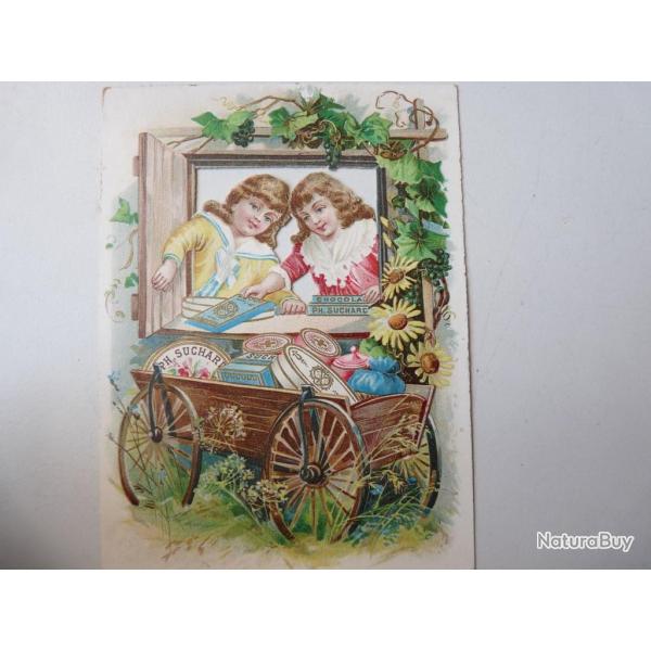 Chromo ajour� chocolat SUCHARD  enfants et chariot   Suisse