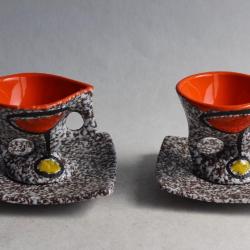 Paire tasses et sous tasses céramique Vaucour Vallauris