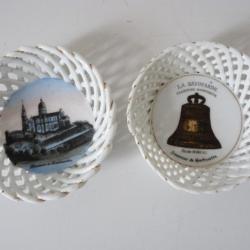 2 Vides poche Porcelaine Souvenir de Montmartre Cloche Savoyarde