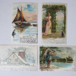 4 CPA avec jeu de lumi&egrave;res METEOR Carte Postale