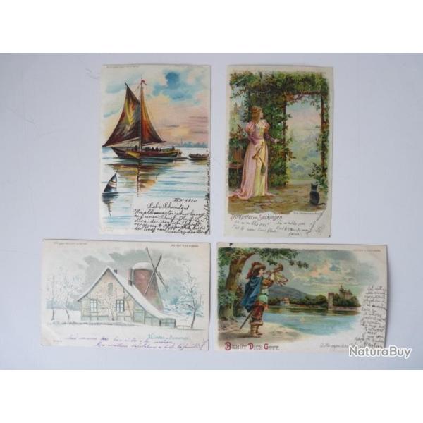 4 CPA avec jeu de lumi�res METEOR Carte Postale