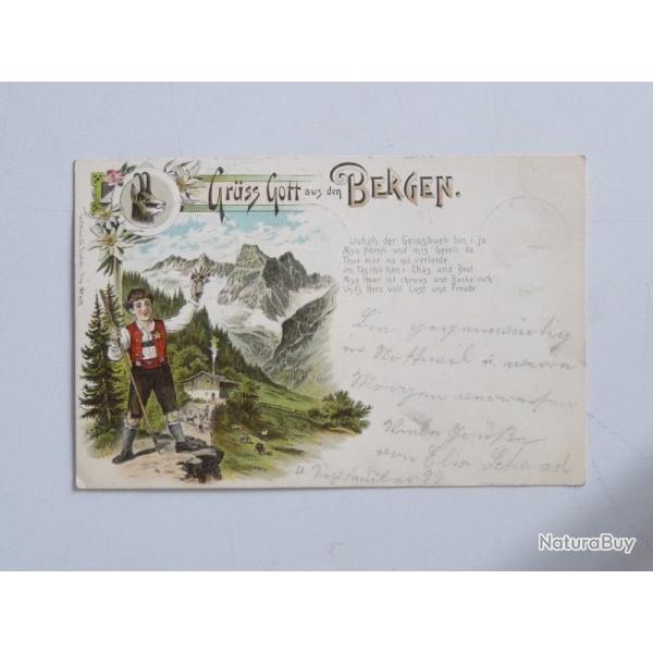 CPA Suisse Gruss Gott aus den BERGEN 1899 Carte Postale