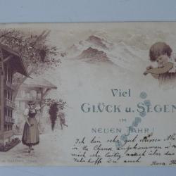 CPA illustr&eacute;e Bonne Ann&eacute;e Viel Gluck u. Segen Neuen Jahr Carte Postale