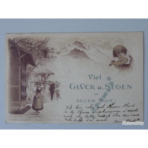 CPA illustr�e Bonne Ann�e Viel Gluck u. Segen Neuen Jahr Carte Postale