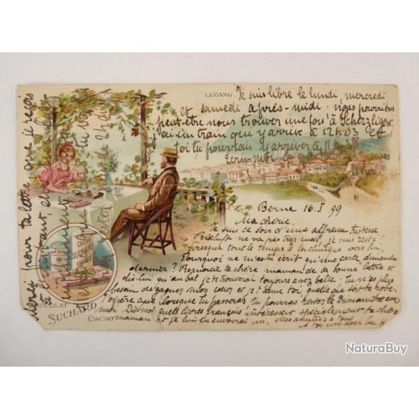 CPA Suisse Tessin Lugano Publicit� Chocolat SUCHARD 1899 Carte Postale