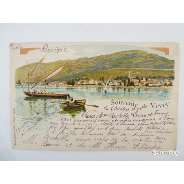 CPA Suisse Vaud Souvenir de Vevey 1898 Carte Postale