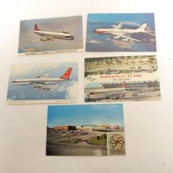 5 CP Avion A&eacute;roport NORTHWEST Orient Airlines Carte Postale