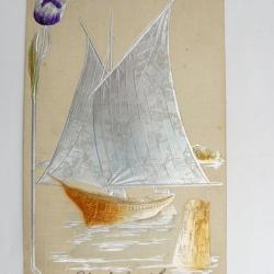 CPA illustr&eacute;e relief 1907 Voilier Bateau Carte Postale