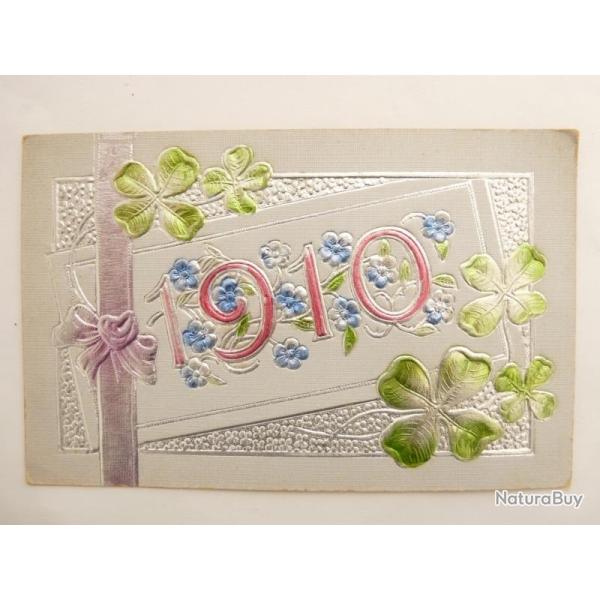 CPA illustr�e gaufr�e Bonne ann�e 1910