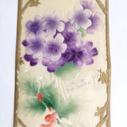 CPA cellulo&iuml;d Fleurs Mille Baisers Carte Postale