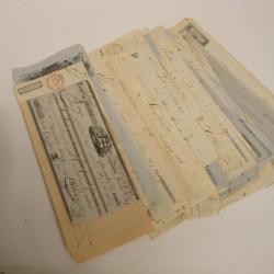 Collection de 55 Titres de paiements de 1840 &agrave; 1959 - monnaies billets