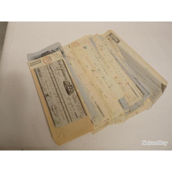 Collection de 55 Titres de paiements de 1840 � 1959 - monnaies billets