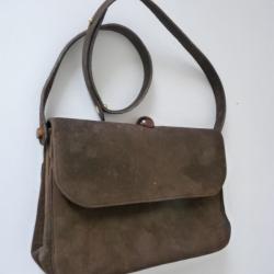 Ancien Sac à main daim brun accessoire de mode vintage