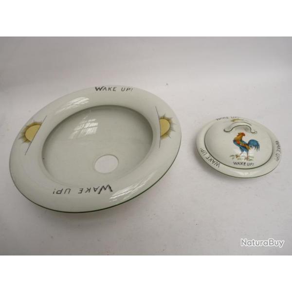 Dessus pot de chambre Porte Savon WC c�ramique T.GOODE Chanticler coq