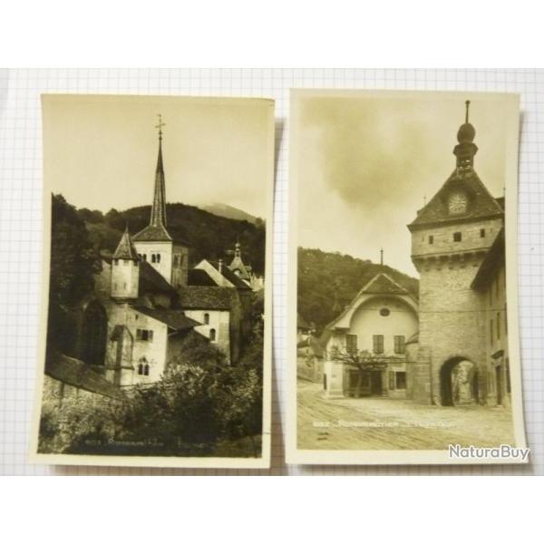 CP photo Suisse Jura Romainm�tier L'horloge L'�glise Carte Postale