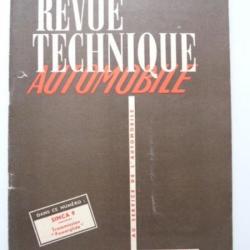 RTA Revue Technique Automobile N°69 1952 Auto SIMCA 9
