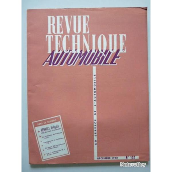 RTA Revue Technique Automobile N152 1958 Auto Renault Frgate
