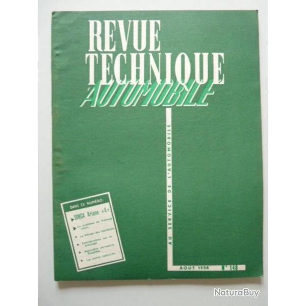 RTA Revue Technique Automobile N148 1958 Auto SIMCA Ariane 4