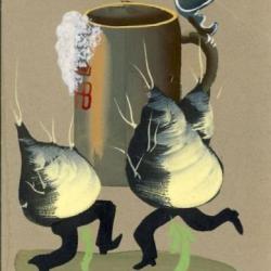 CPA fantaisie peinte à la main