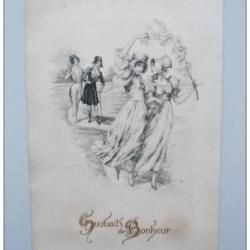 CP Carte de voeux époque Souhaits de Bonheur 1898