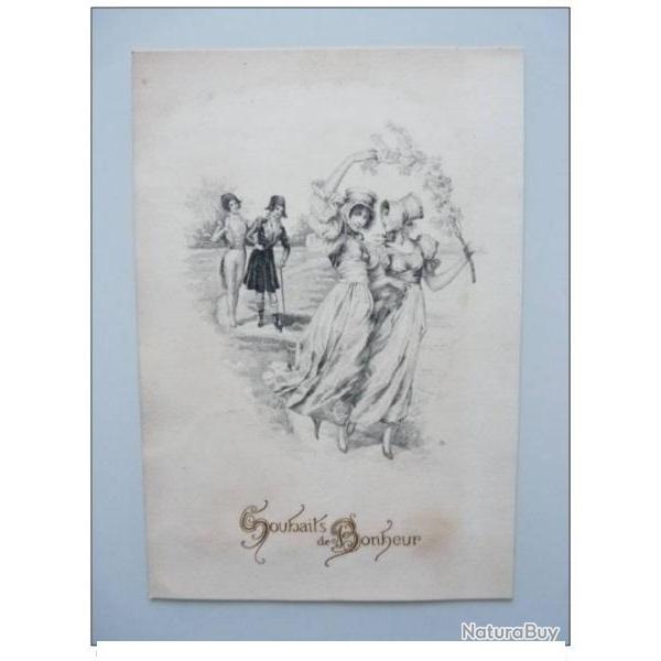 CP Carte de voeux �poque Souhaits de Bonheur 1898