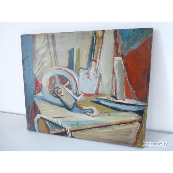 Peinture Raymond MOISSET atelier tailleur de pierres 1945