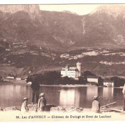 CPA 74 Haute-Savoie Lac d'Annecy Château de Duingt Dent de Lanfont Carte