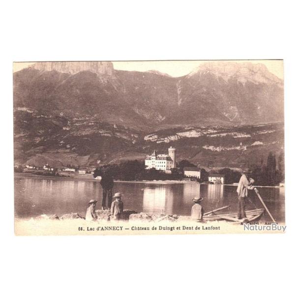 CPA 74 Haute-Savoie Lac d'Annecy Ch�teau de Duingt Dent de Lanfont Carte
