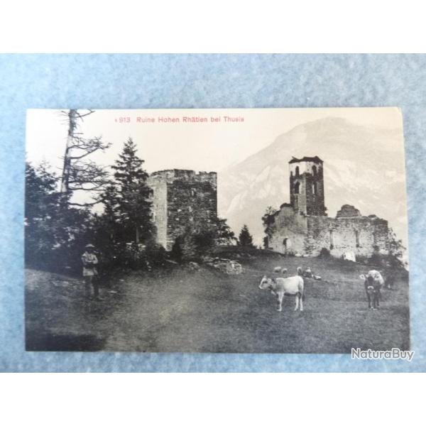 CPA Suisse Grisons Ruine Hohen Rh�tien bei Thusis Carte Postale