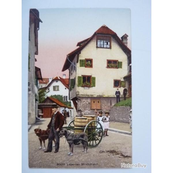 CPA Suisse Lucerne Luzerner Milchmann Voiture � chiens
