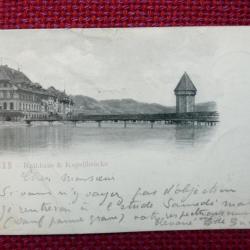 CPA Suisse Lucerne Rathaus Kapellbrücke Pont Carte Postale