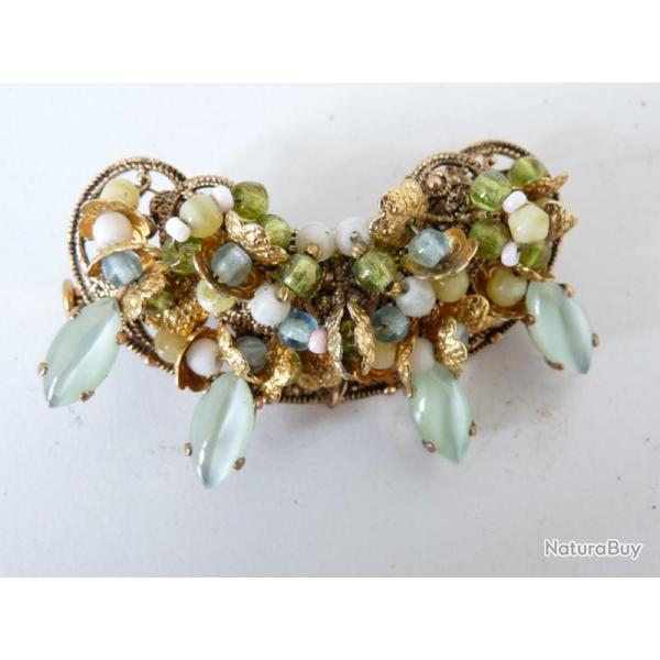 Broche perles de verre France vintage 1950