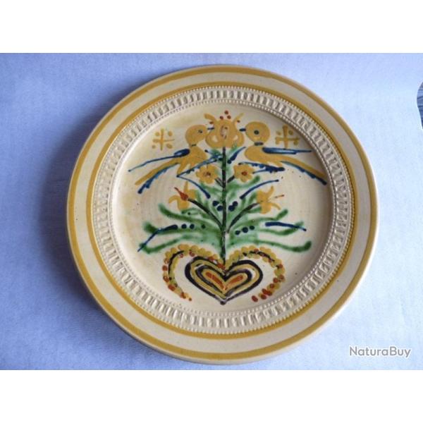Grand plat c�ramique Art populaire Savoie