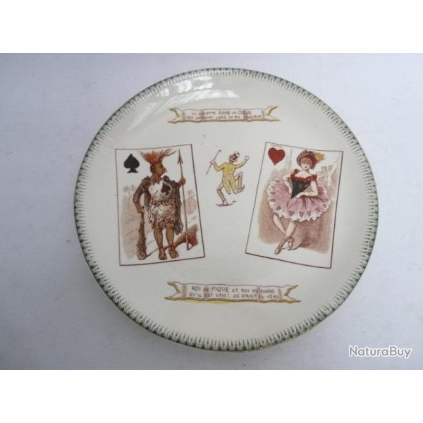 Assiette c�ramique CHOISY LE ROI S�rie Cartes Roi Dame Jeu