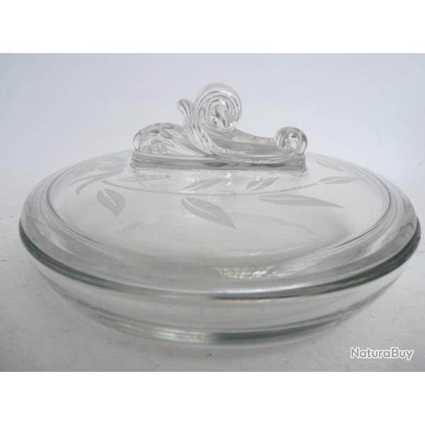 Grande boite � biscuit en verre Art d�co