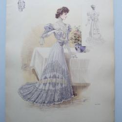 Grande Gravure Accessoires de Mode Femme 1900 Robe