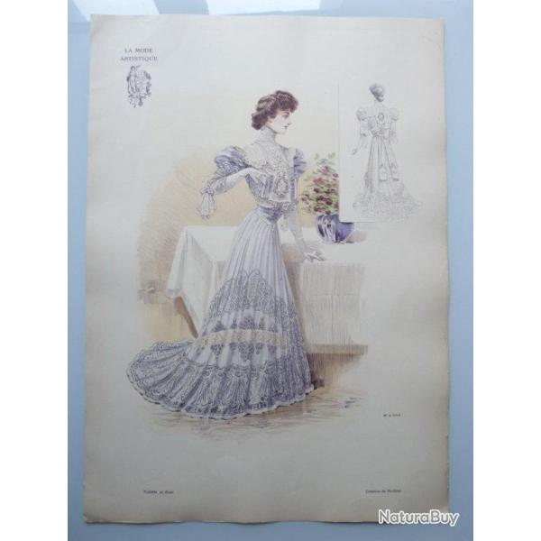 Grande Gravure Accessoires de Mode Femme 1900 Robe