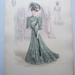 Grande Gravure Accessoires de Mode Femme 1900 Robe