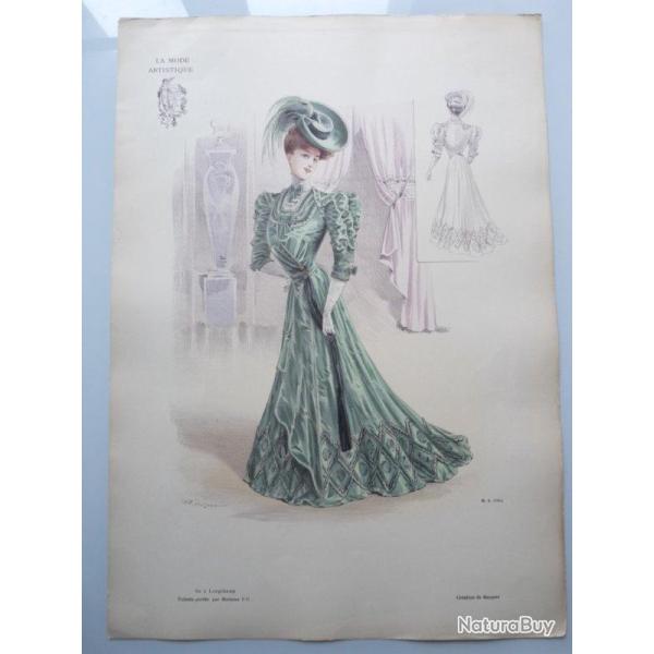 Grande Gravure Accessoires de Mode Femme 1900 Robe