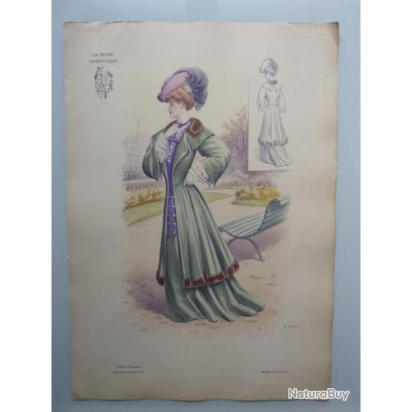 Grande Gravure Accessoires de Mode Femme 1900 Chapeaux