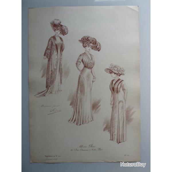 Grande Gravure Accessoires de Mode Femme 1909 Robes