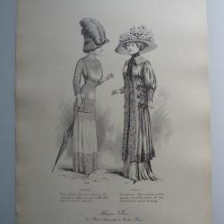 Grande Gravure Accessoires de Mode Femme 1910 Chapeaux