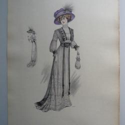 Grande Gravure Accessoires de Mode Femme 1909 Chapeaux