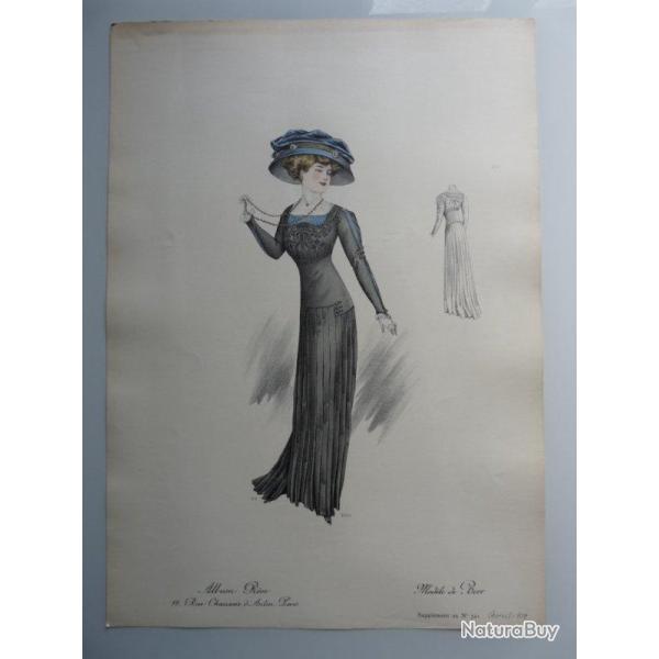 Grande Gravure Accessoires de Mode Femme 1909 Chapeaux