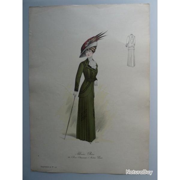 Grande Gravure Accessoires de Mode Femme 1910 Chapeaux