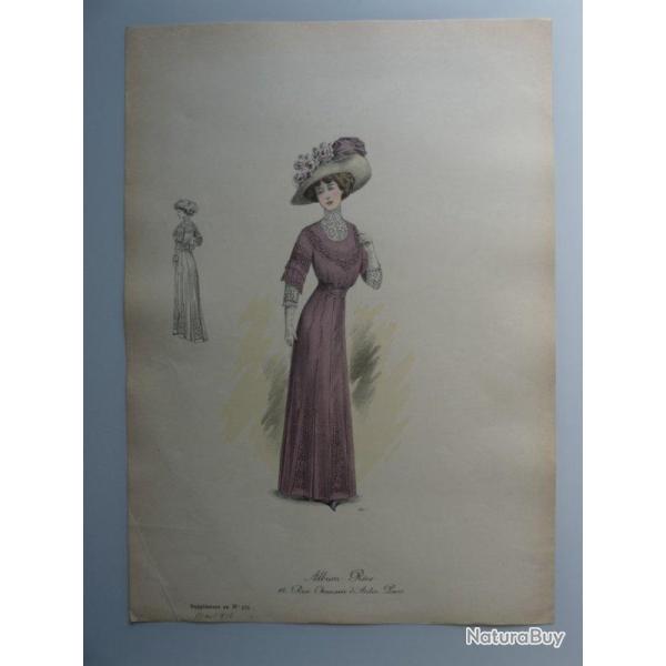 Grande Gravure Accessoires de Mode Femme 1910 Chapeaux